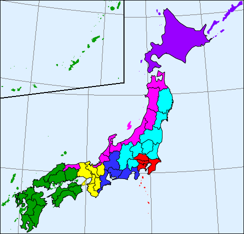都道府県 6区分 日本地図